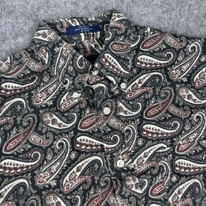 Alan Fusser Paisley Shirt Mens Medium Button Front Short Sleeve All Over Print
